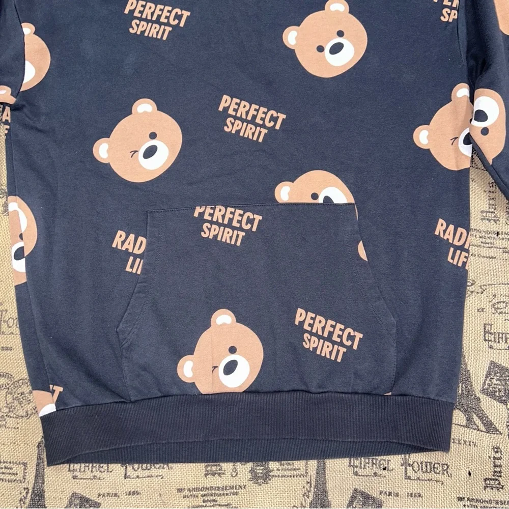 House Brand Bears Faces Perfect Spirit Dark Grey Hoodie Sweater Size M - Picture 4 of 13